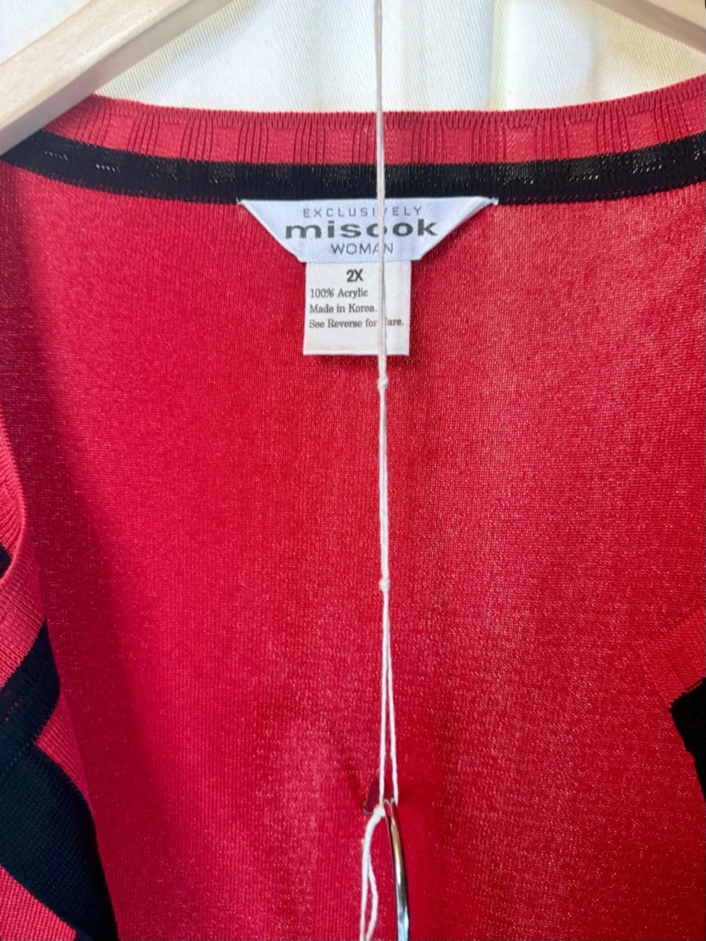 Misook Black Dress Trousers and Matching Red and Black Cardigan